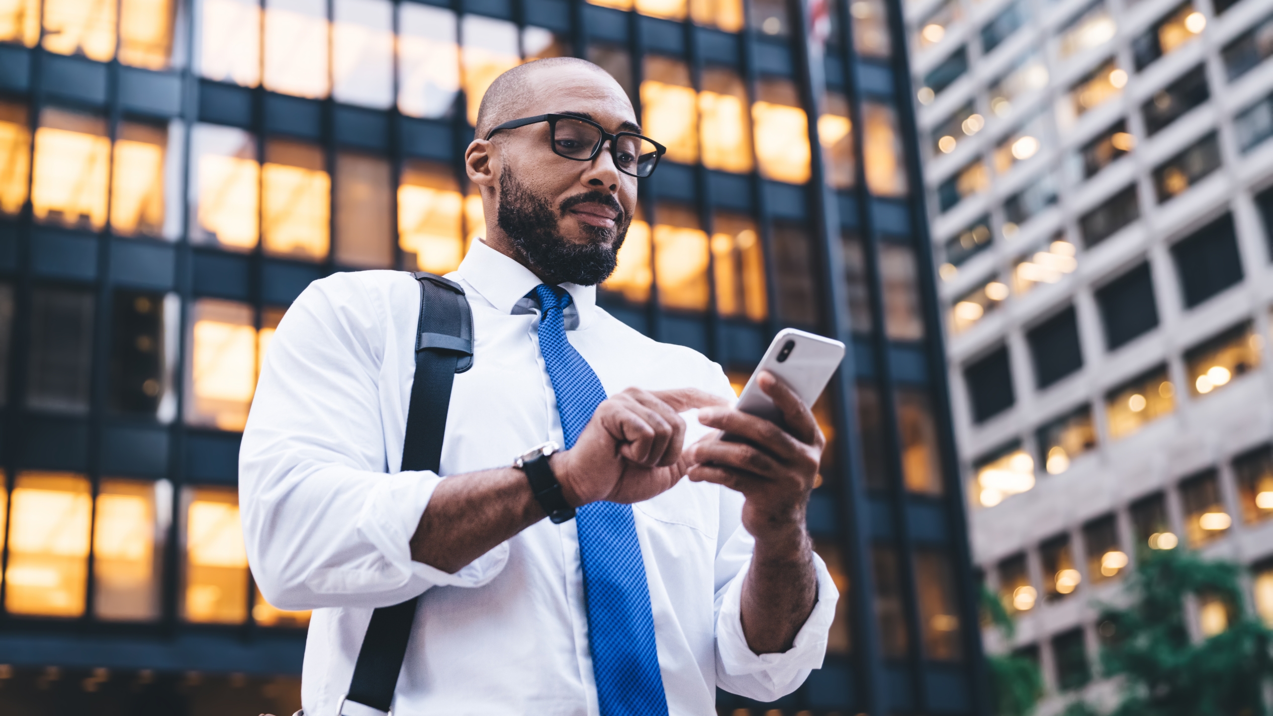 Business employees using connected devices